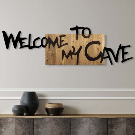 Accessoire mural decoratif en bois welcome to my cave 88649001 88649001 88649001 88649001 (1/5)