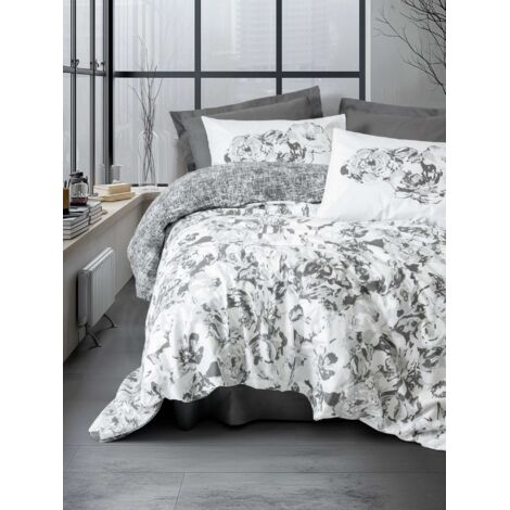 Housse de couette, housse de couette, linge de lit Set 100% Coton Anthracite (1/2)