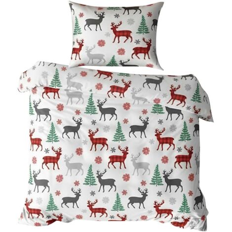 Housse de couette, housse de couette, linge de lit Set Blanc Rouge Vert Gris (1/4)