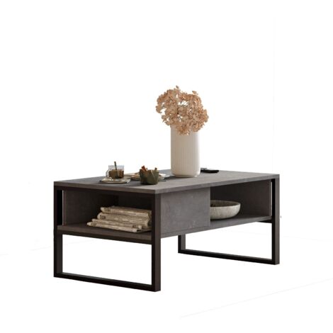 Table Basse Argentée avec Cadre en Métal, 100x44,4x59,7 cm, Pour Salon Contemporain ou Salle d'Attente (1/5)