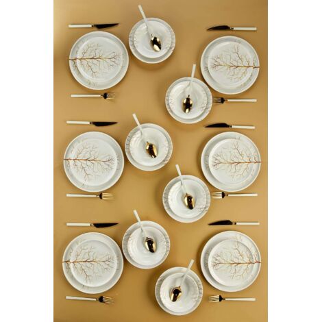 service de table Set 100% Céramique Blanc Gold