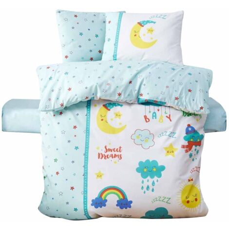Housse de couette, housse de couette, linge de lit Set 100% Coton Blanc Mint (1/2)