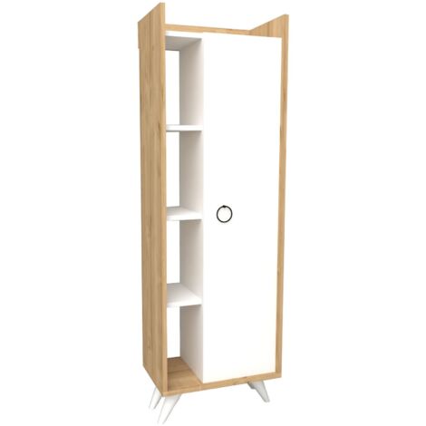 Les Tendances – Armoire de rangement multifonctionnelle chêne blanc – 140cm de hauteur – 50cm de largeur – Panneau mélaminé 18mm – Fixation murale
