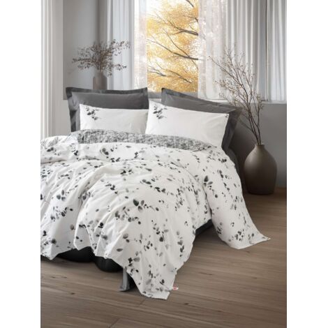 Housse de couette, housse de couette, linge de lit Set 100% Coton Anthracite (1/2)