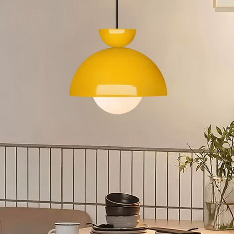 Suspension style coupole en métal et verre Capelina Ø25cm Jaune