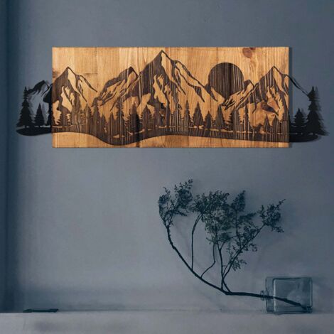 Décoration murale en bois et métal Walnut Coucher du soleil (1/5)