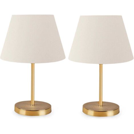 Cotecosy – Lot de 2 lampes à poser en métal et PVC – Hauteur 37 cm – Douille E27 – Puissance max 60 W – Coloris crème – Abat-jour 22 x 12 cm