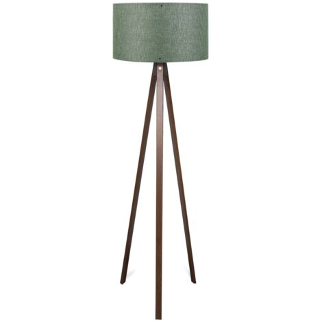 Lampadaire Tympanum trépied Bois Marron et Vert céladon