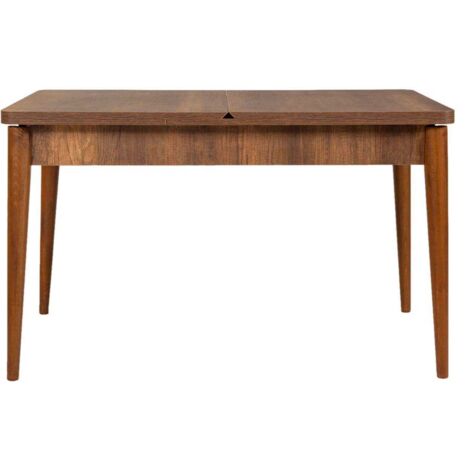 Cotecosy – Table repas extensible 130-165 cm en aggloméré mélaminé – Finition noyer – 80 cm de large – 77 cm de haut – Rangement intégré