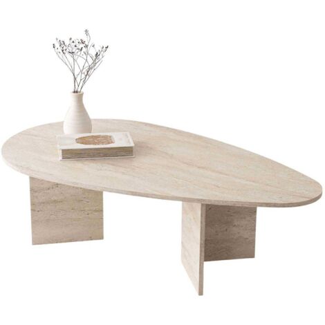 Asir Group Llc – Table basse fixe en aggloméré mélaminé 139,5 cm – Épaisseur 18 mm – Couleur travertin – Capacité de charge 100 kg (1/4)
