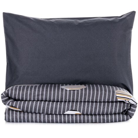 Housse de couette, housse de couette, linge de lit Set 100% Coton Gris (1/5)