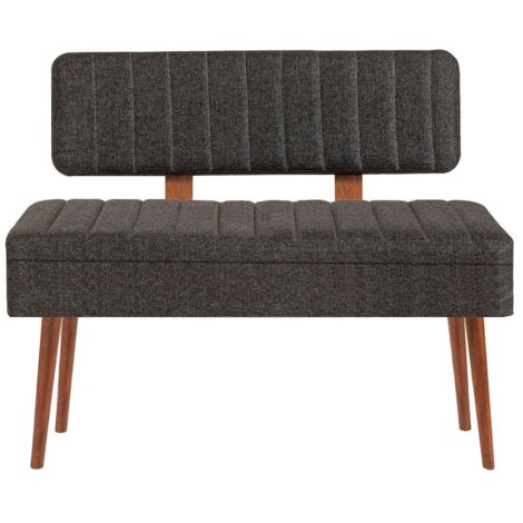 Banquette-coffre capitonnée avec dossier L105cm Molva Bois foncé et Anthracite