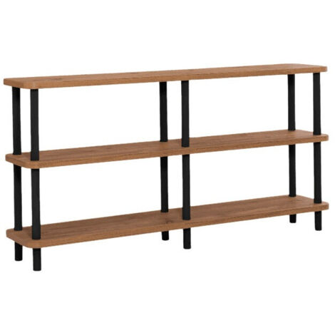 Console 2 niveaux 150x35x74,9 cm décor naturel et noir - ARKEA (1/4)