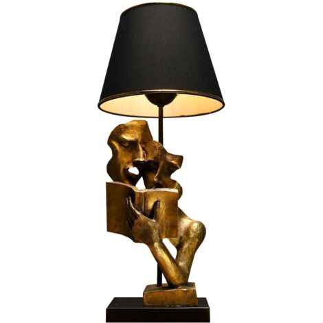 Greenice – Lampe à poser en métal noir et doré – Hauteur 57 cm, diamètre 23 cm – Culot E27, max 60W – Éclairage d'appoint moderne (1/4)