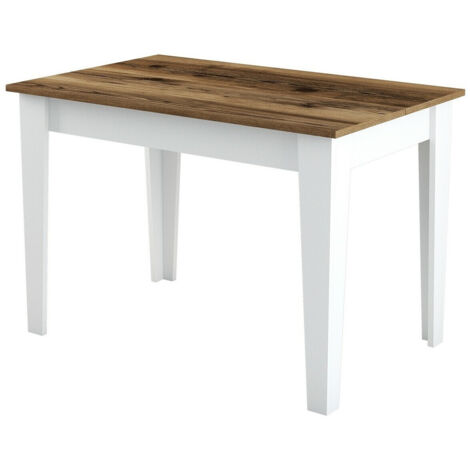 Table de salle à manger avec rangement Fiorita L110cm Blanc et Bois (1/5)