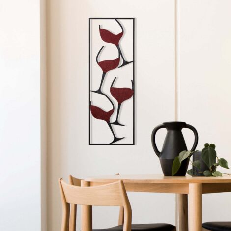 Décoration murale en métal Verres de vin noir (1/5)