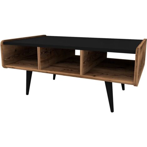 Table basse Shakti 90x54cm Bois foncé et Noir (1/5)