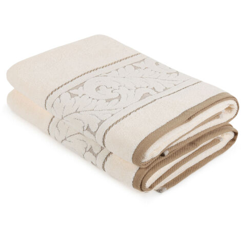 Serviette de bain, serviette de douche, serviette de sauna Set 100% Coton Cream (1/3)