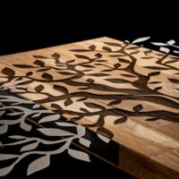 Cotecosy – Accessoire mural décoratif en métal noir et noyer – Dimensions 72 x 58 cm – Épaisseur métal 1,2 mm – Cadre bois 3 cm