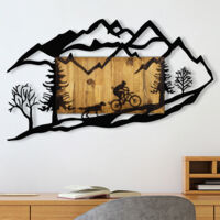 Hanah Home – Décoration murale en bois véritable et métal noir – Design cycliste unique – Dimensions 110x65cm – Poids 5,26kg