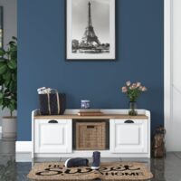 Meuble à chaussures moderne 120x45x40 cm – Étagères et portes en MDF – Couleur blanc et noyer – Design élégant pour intérieur
