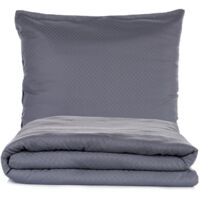 Housse de couette, housse de couette, linge de lit Set 100% Coton Gris
