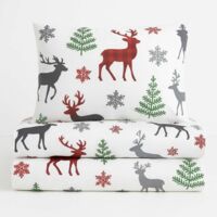 Housse de couette, housse de couette, linge de lit Set Rouge Blanc Vert Gris