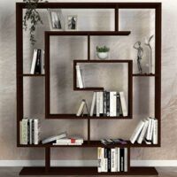 Cotecosy – Bibliothèque scandinave wenge 149,4 cm – Aggloméré mélaminé 18 mm – 5 étagères – Capacité 20 kg par étagère