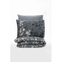Housse de couette, housse de couette, linge de lit Set 100% Coton Anthracite