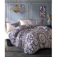Housse de couette, housse de couette, linge de lit Set Dark Bleu Cream