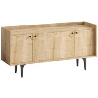 CALICOSY - Buffet 4 portes décor chêne L150 cm - NAVI