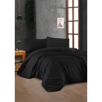 Housse de couette, housse de couette, linge de lit Set 100% Coton Noir