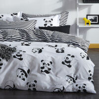 Housse de couette, housse de couette, linge de lit Set Noir Blanc