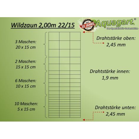 Wildzaun 100/8/15 50m Gartenzaun, Wildzaun, Weidezaun