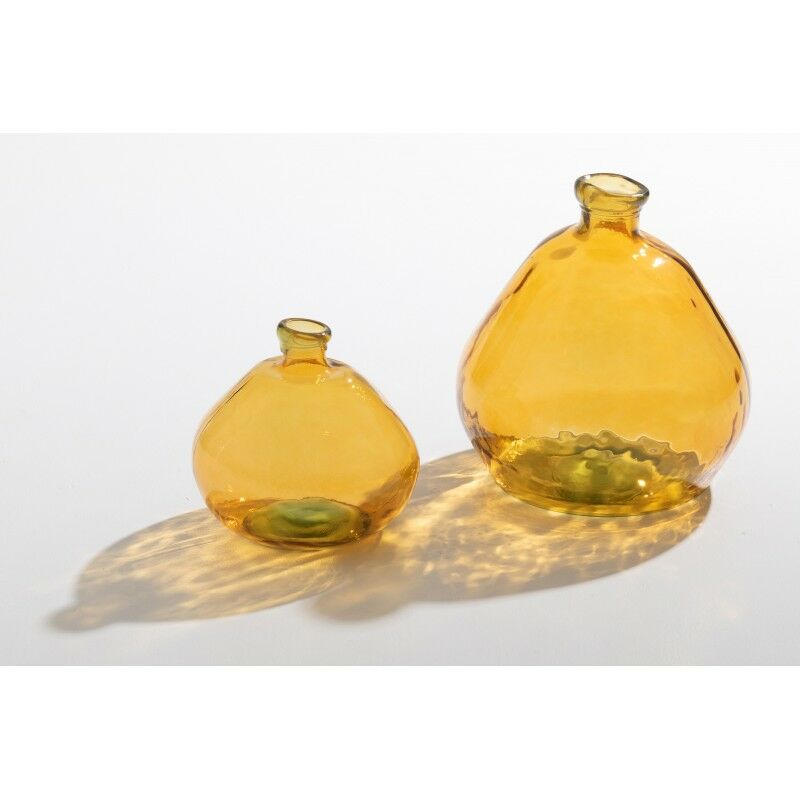 Vase Dame-Jeanne en verre teinté jaune H30