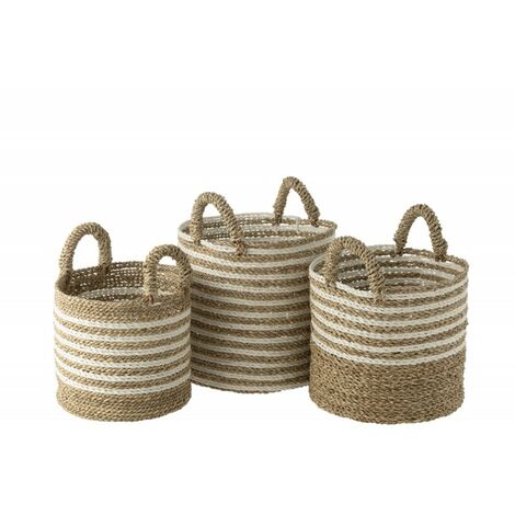 PANIER JUTE SEAGRASS BLANC X3