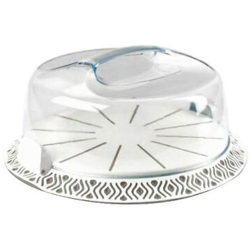 Set 2 Porta Torte Con Coperchio E Manico: Scatole Per Trasporto Torte Ronda In Plastica 26 Cm, Blu E Rosa, Con Vassoio - 3