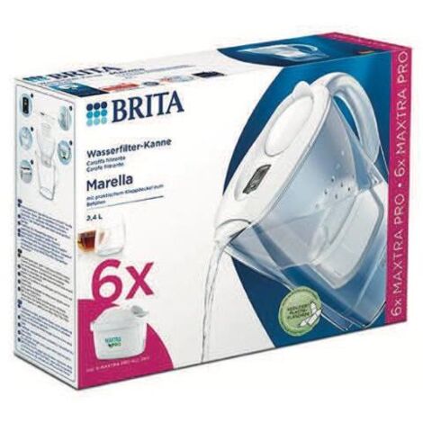 Caraffa Filtrante MARELLA Kit Con 6 Filtri Maxtra Pro Bianco Brita 1051474