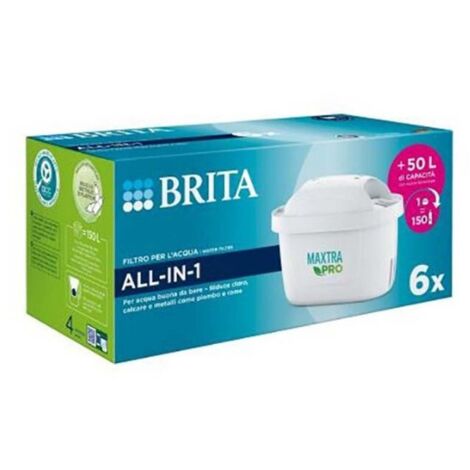 Filtri Brita MX+ Pro Per Caraffa - Confezione Da 6 Pezzi | Depurazione Acqua 150 Litri
