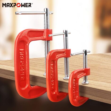 MAXPOWER 3 Pezzi C Morsetti set 25mm / 50mm / 75mm Morsetti a c per legno  Terminali a vite