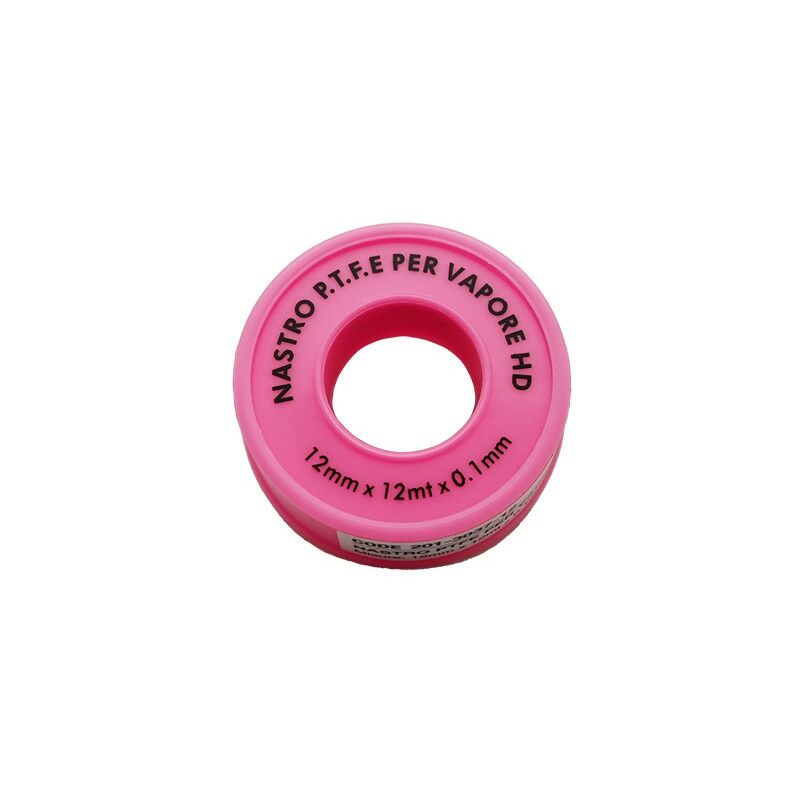 NASTRO PTFE TEFLON PER VAPORE ROSA H. 12 mm x 12 m x 0,1 mm