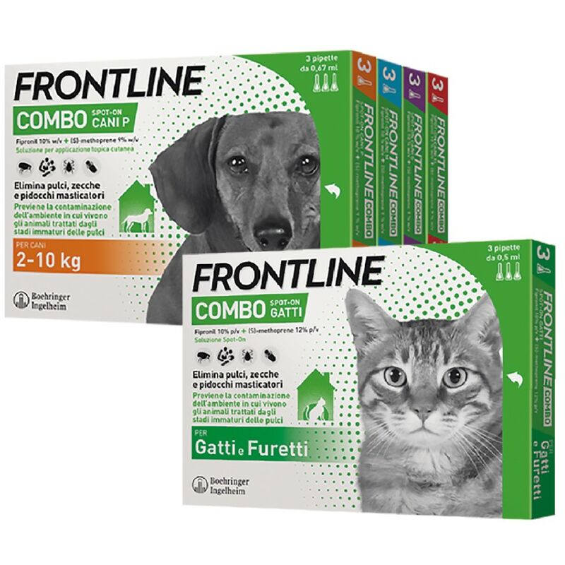 Frontline 6 Fiale Tri-Act Cani 5/10 Kg Antiparassitari Antipulci Zecche  Zanzare