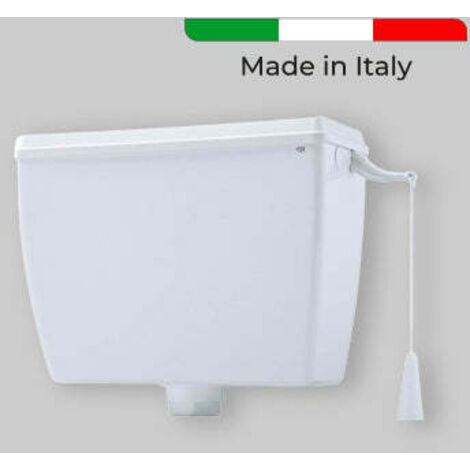 CASSETTA ALTA IN PVC ALFA CON COPERCHIO E CATENELLA - BIANCA (1/5)