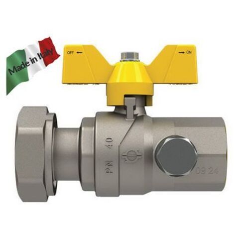 Valvola gas a sfera F/F con presa pressione dado girevole farfalla Alluminio - 3/4 X 1" G