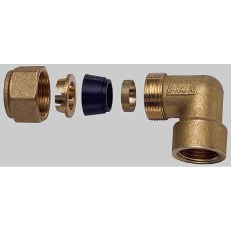 GOMITO FEMMINA CON KIT DI TENUTA PER TUBO RAME - 3/4 x 18