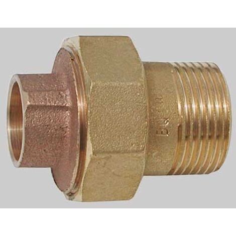 BOCCHETTONE BRONZO A 3 PEZZI DIRITTO FILETTATO MASCHIO A SALDARE FEMMINA - 16 x 1/2