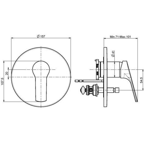 MONOCOMANDO DOCCIA INCASSO CON DEVIATORE LEVA CHIUSA SERIE 4 - Cromo (1/2)