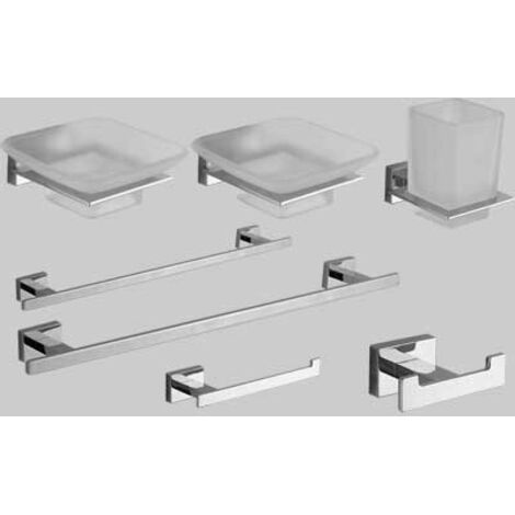 KIT ACCESSORI BAGNO 7 PEZZI SERIE GIULIA - Cromo - vetro