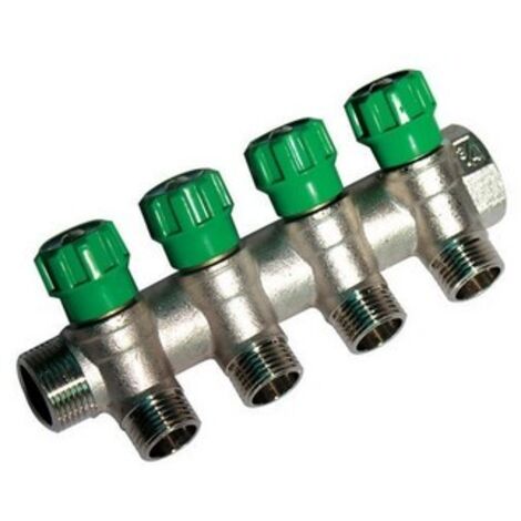 COLLETTORE LINEARE CON RUBINETTI D'ARRESTO 4 DERIVAZIONI IMPEX 3/4 x 1/2
