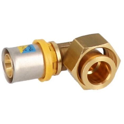 ANGOLO DADO GIREVOLE E SEDE PIANA CON GUARNIZIONE PRESSARE MULTISTRATO 3/4" x 26